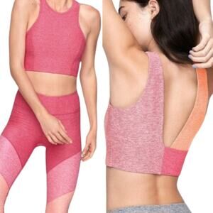 Outdoor Voices Pink Color Block Venus Crop Tank Top Light Support Activewear -XS
